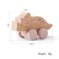 1 pc Beech Wood Montessori Toy Dinosaur with wheels multivariant